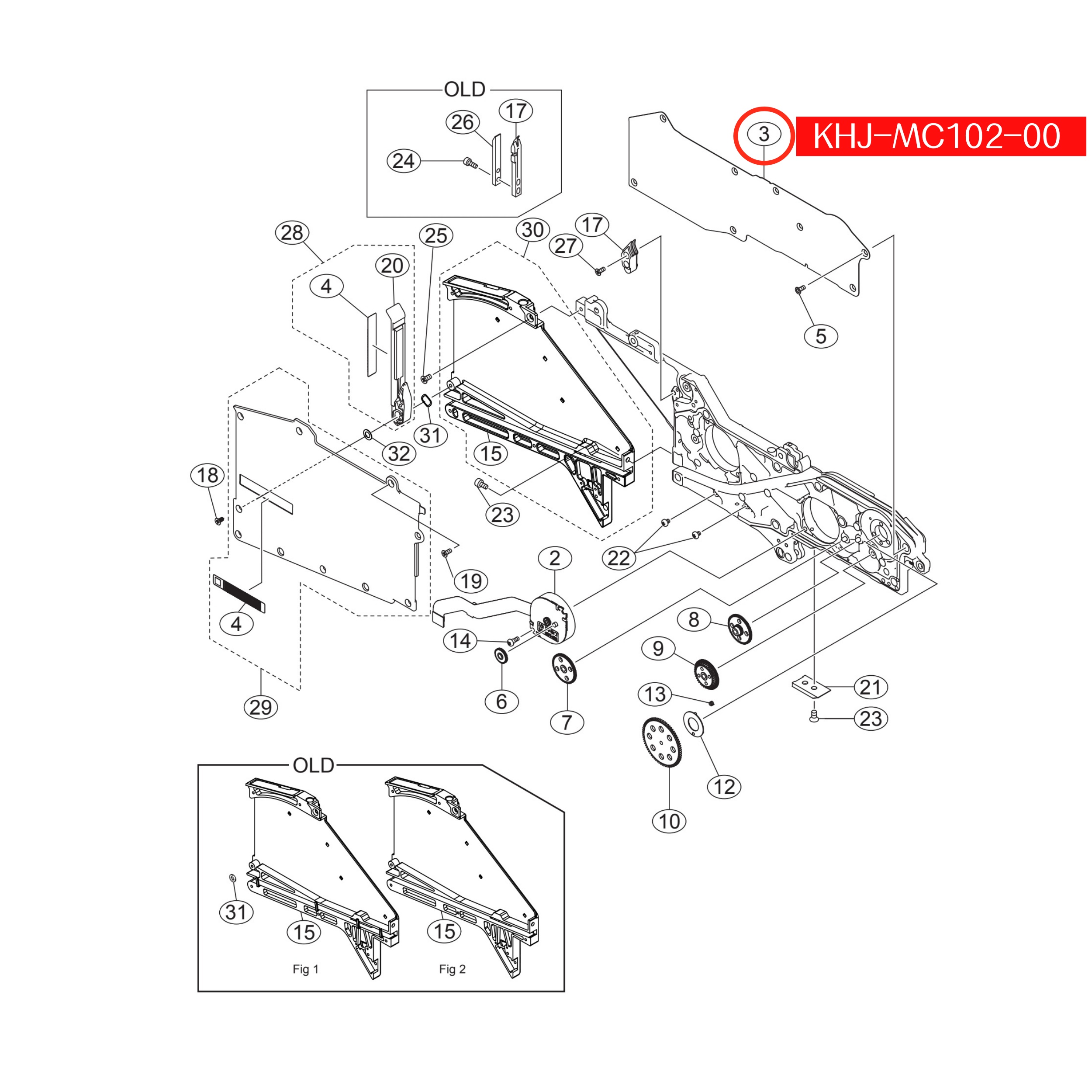 KHJ-MC102-00(New Version) Cover Feeder Side 1 For Yamaha SS 8mm SMT Feeder - Image 3