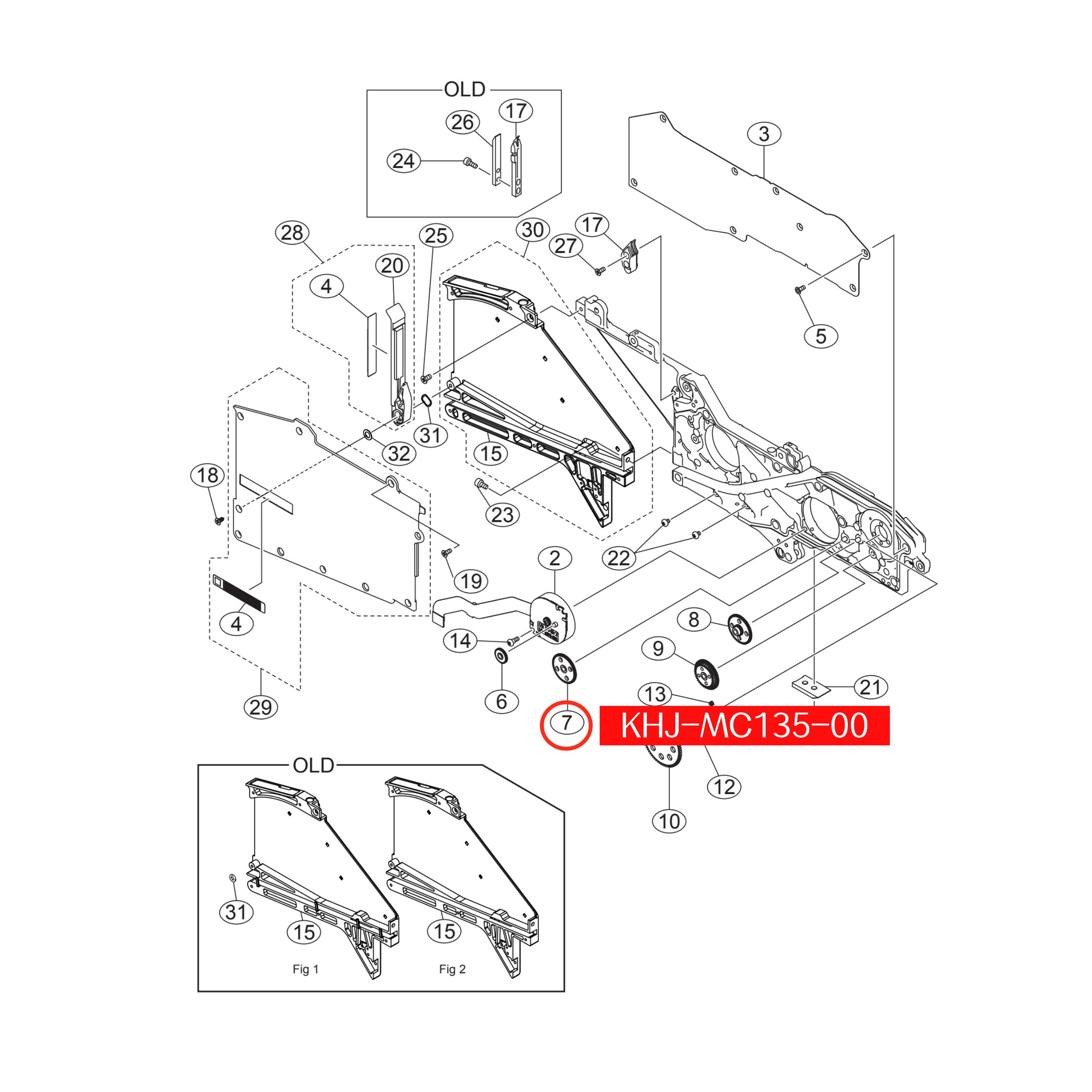 KHJ-MC135-00 Gear Idle F2 For Yamaha SS 8mm-24mm SMT Feeder - Image 2