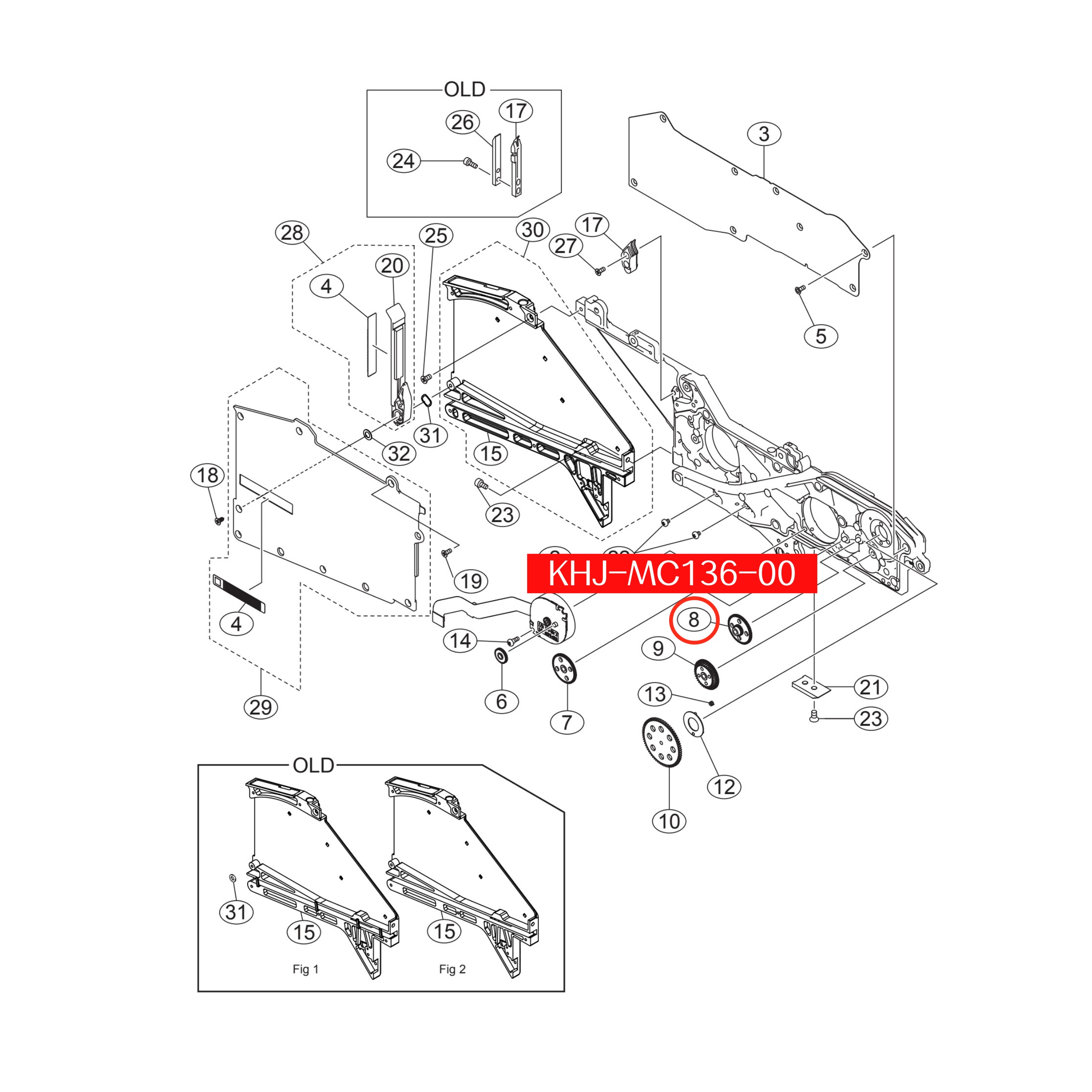 KHJ-MC136-00 Gear Idle F3 For Yamaha SS 8mm-24mm SMT Feeder - Image 2