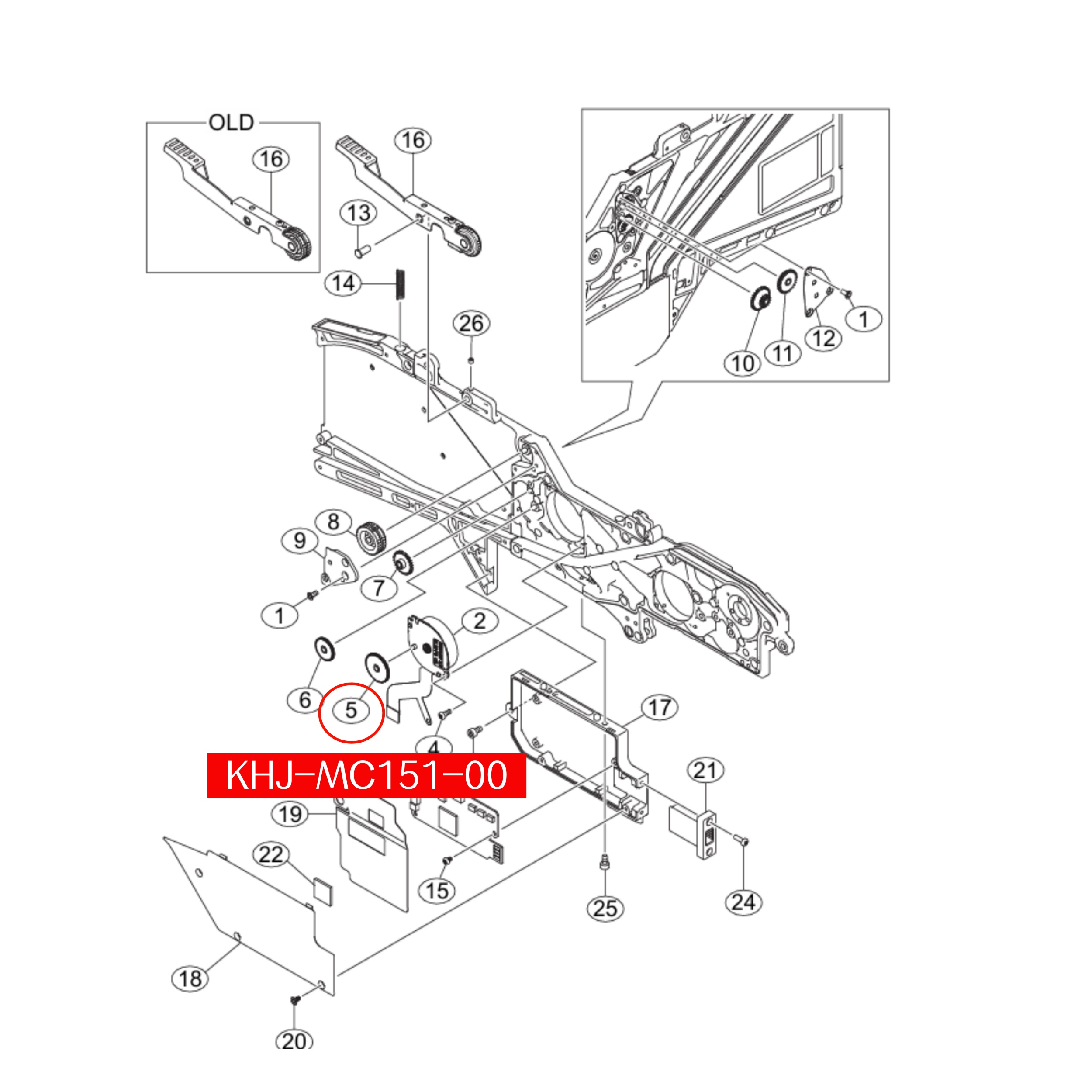 KHJ-MC151-00 Gear Idle P1 For Yamaha SS/ZS 8mm SMT Feeder - Image 2