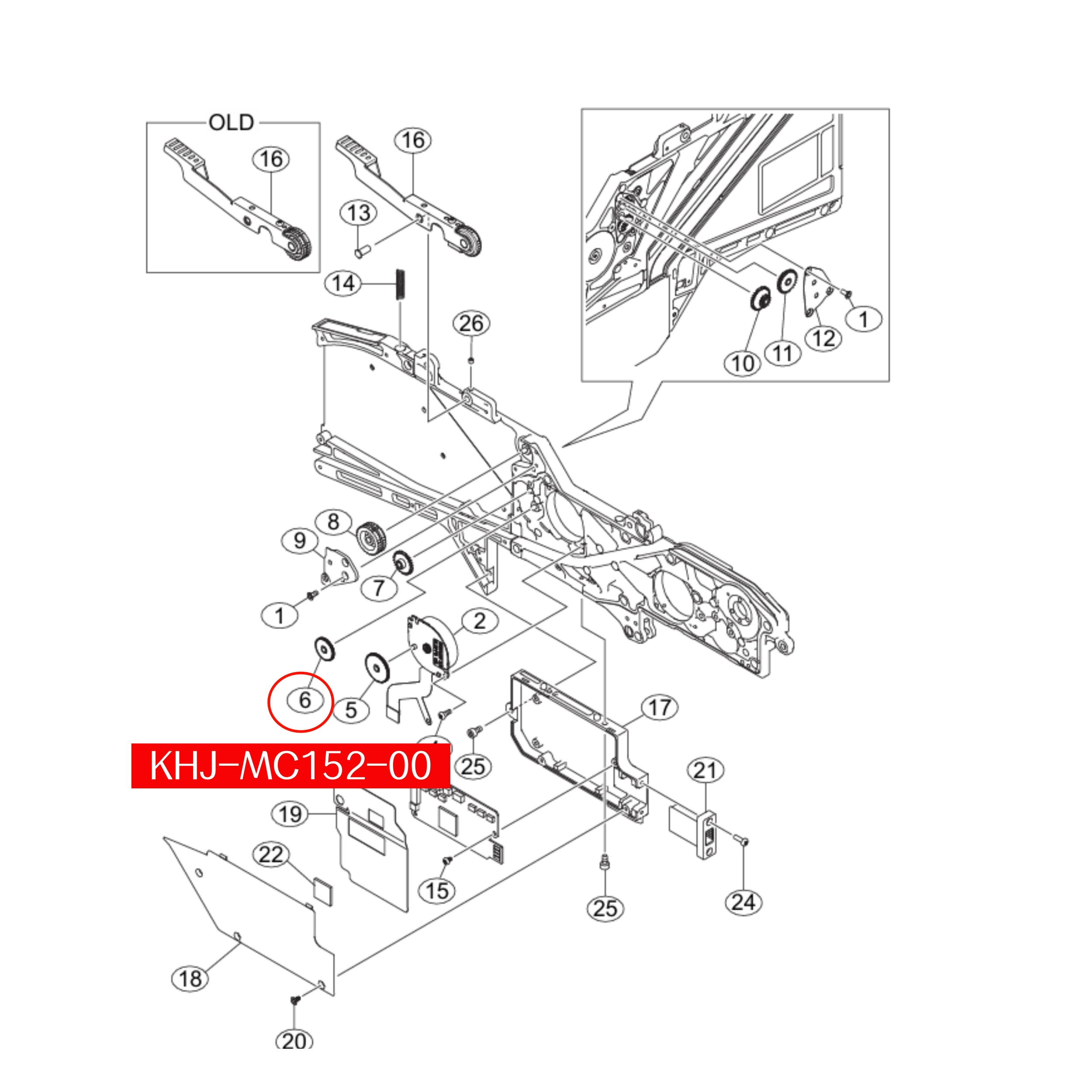 KHJ-MC152-00 Gear Idle P2 For Yamaha SS 8mm SMT Feeder - Image 2