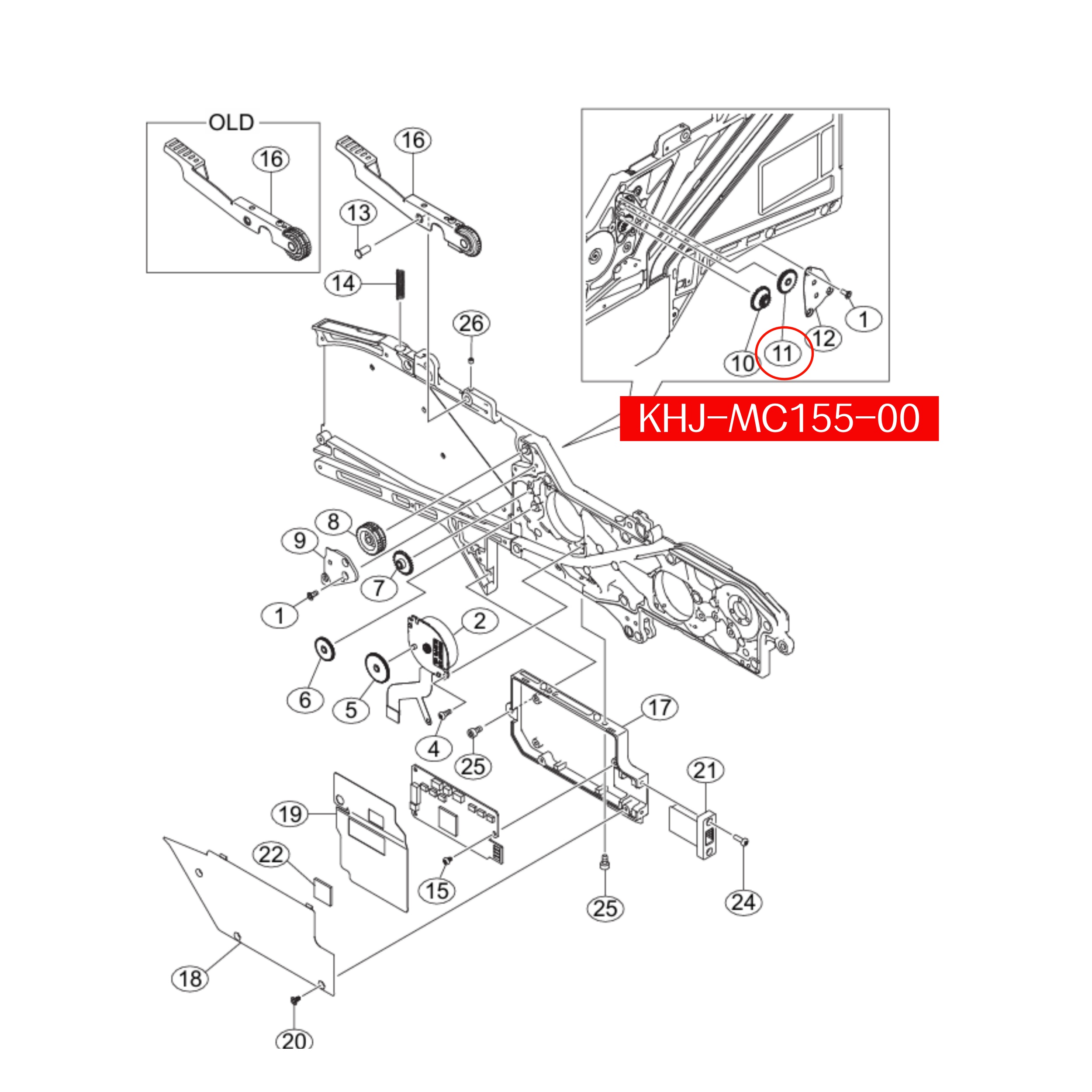 KHJ-MC155-00 Gear Idle P5 For Yamaha SS/ZS 8mm SMT Feeder - Image 2