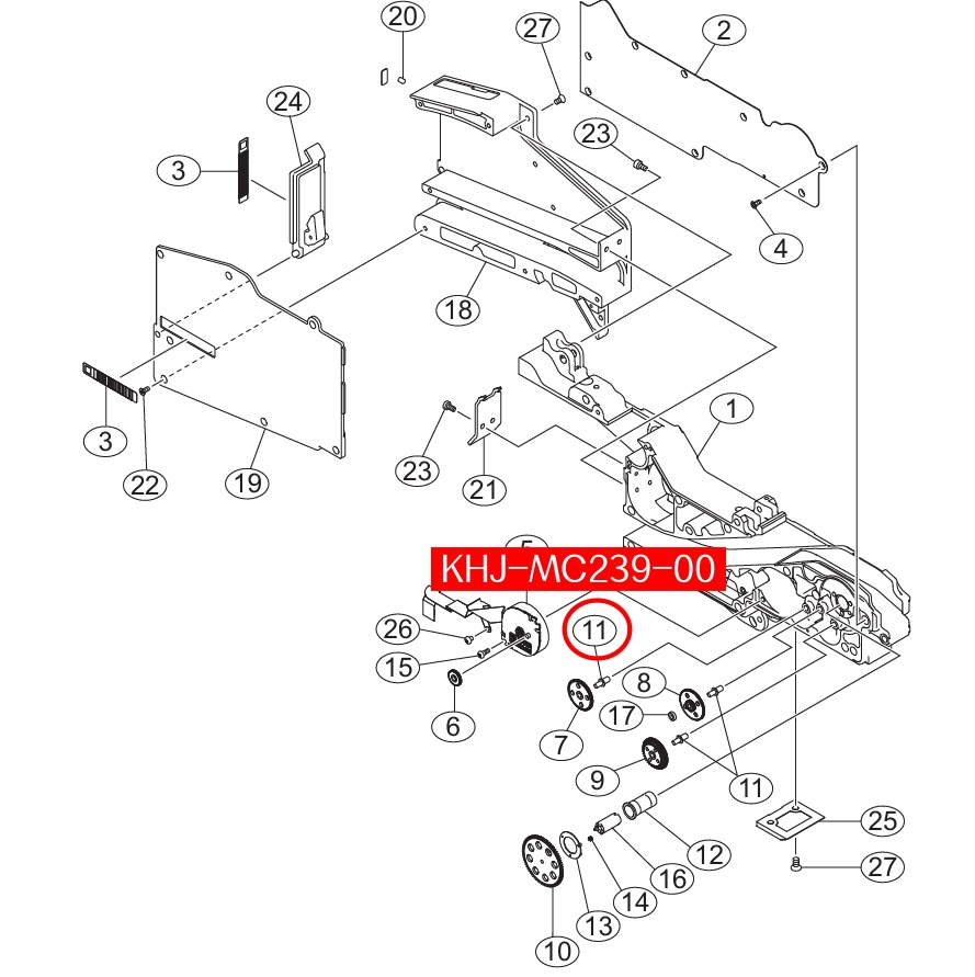 KHJ-MC239-00 Shaft Idle Gear 1 For Yamaha SS 8-24mm SMT Feeder - Image 2