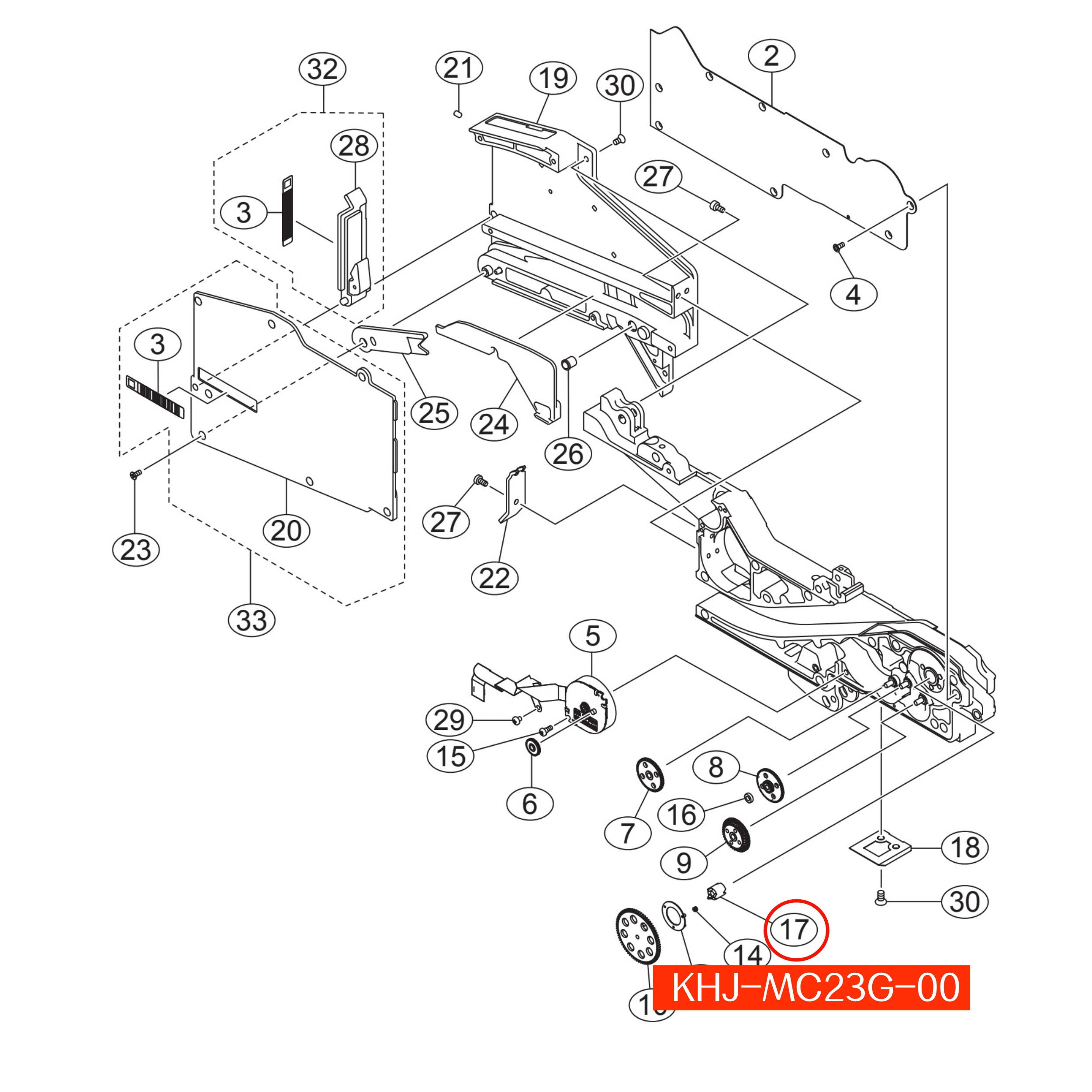 KHJ-MC23G-00 Shaft Gear Driven For Yamaha SS 12/16mm SMT Feeder - Image 2