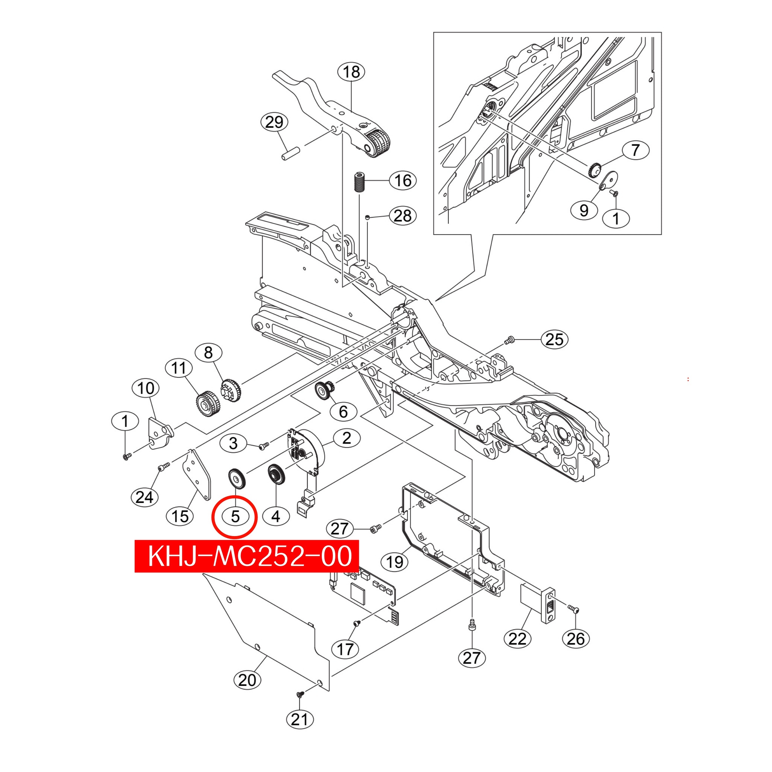 KHJ-MC252-00 Gear Idle P2 For Yamaha SS/ZS 12mm-88mm SMT Feeder - Image 2