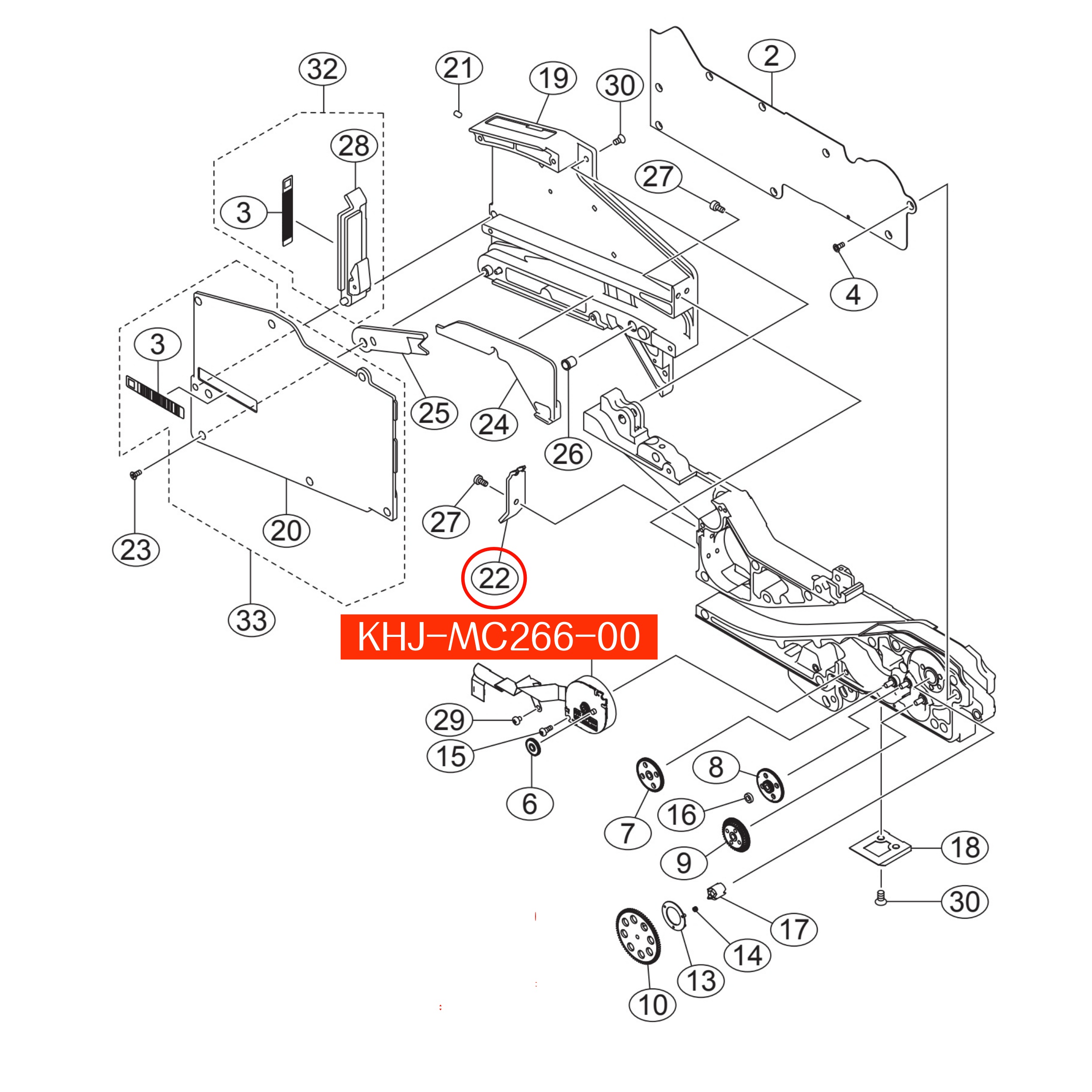 KHJ-MC266-00 Block P/O Tooth 1 For Yamaha SS/ZS 12mm SMT Feeder - Image 2