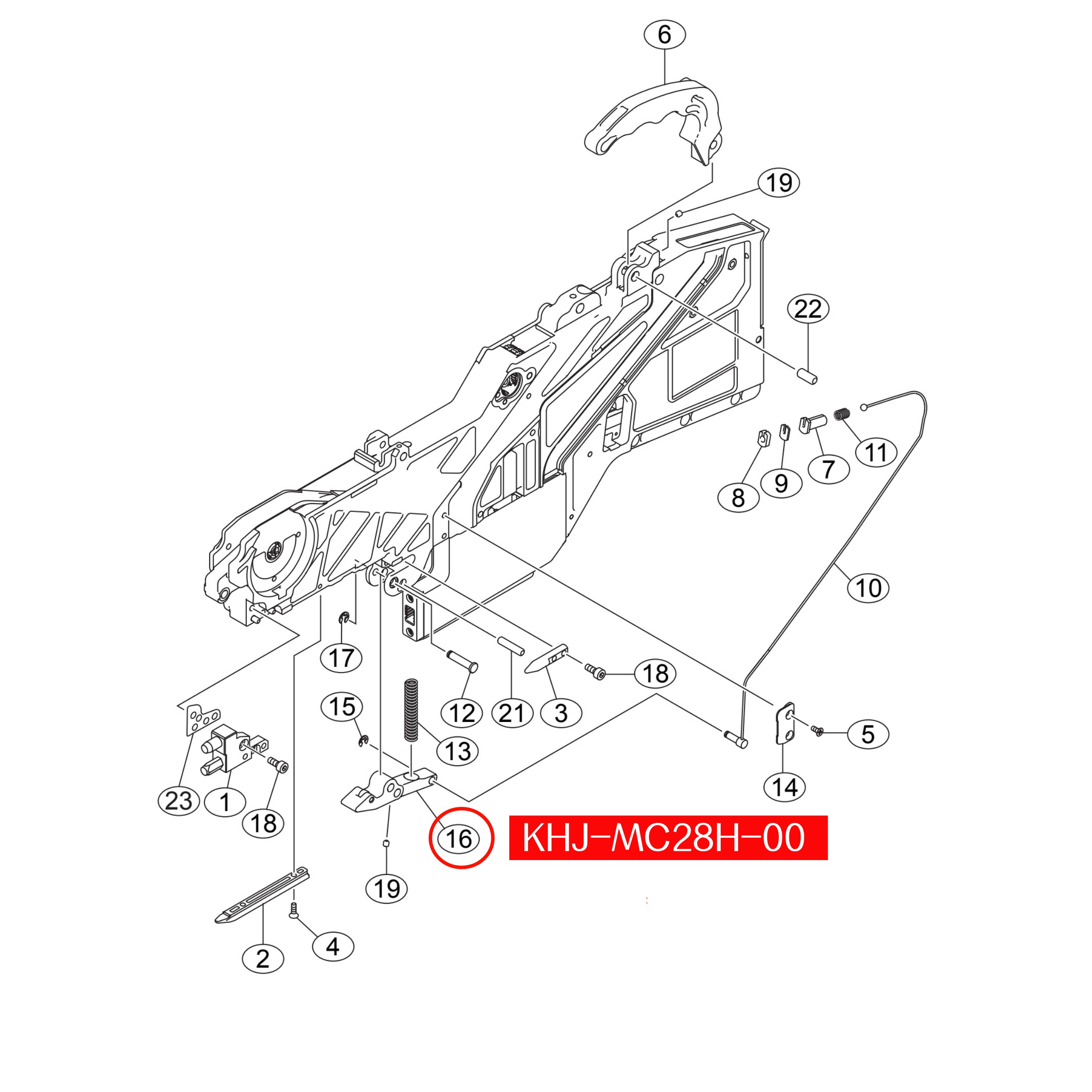 KHJ-MC28H-00 Clamp Lever Assy For Yamaha SS 12-88mm SMT Feeder - Image 2