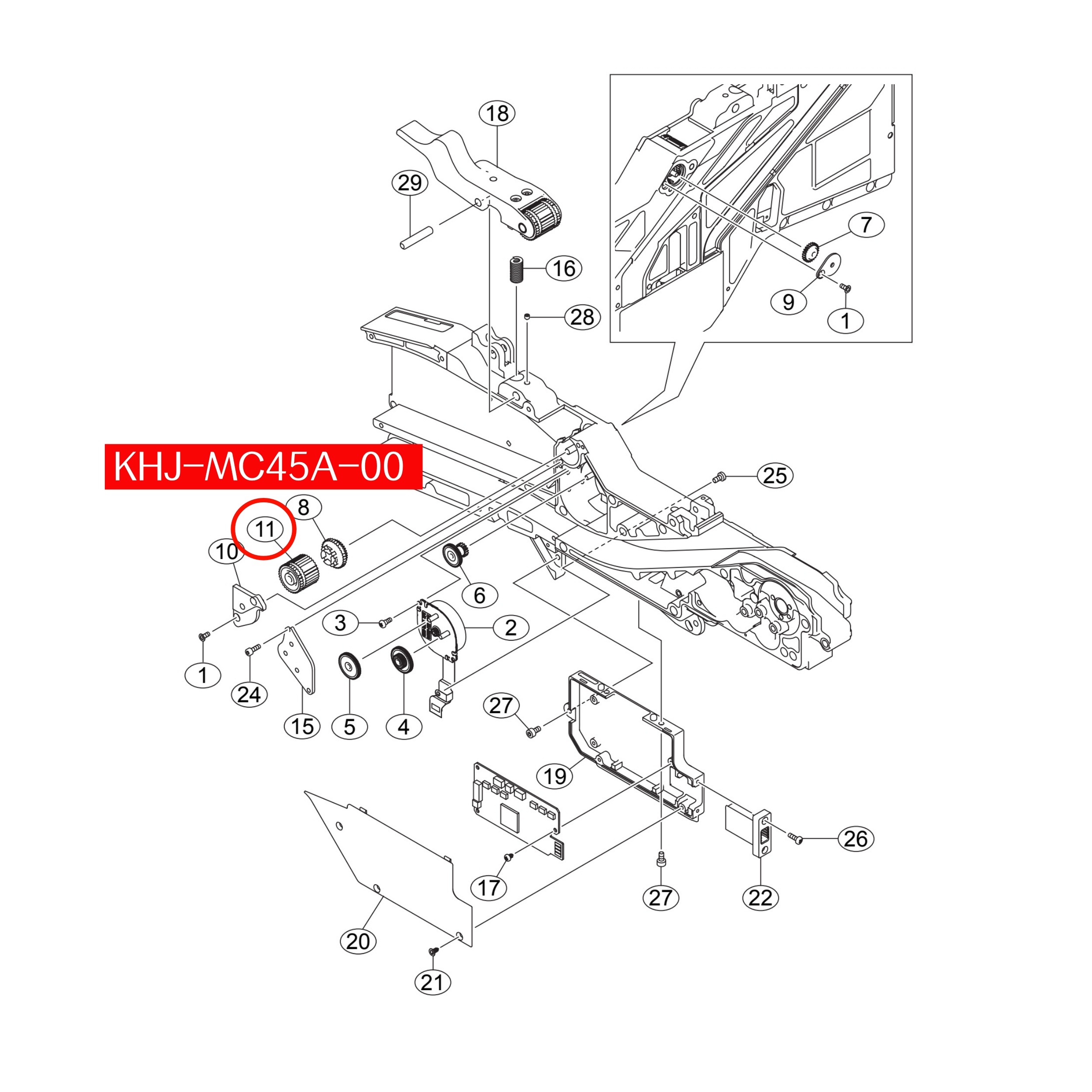 KHJ-MC45A-00 Sub-Roller 1 For Yamaha SS/ZS 24mm SMT Feeder - Image 2