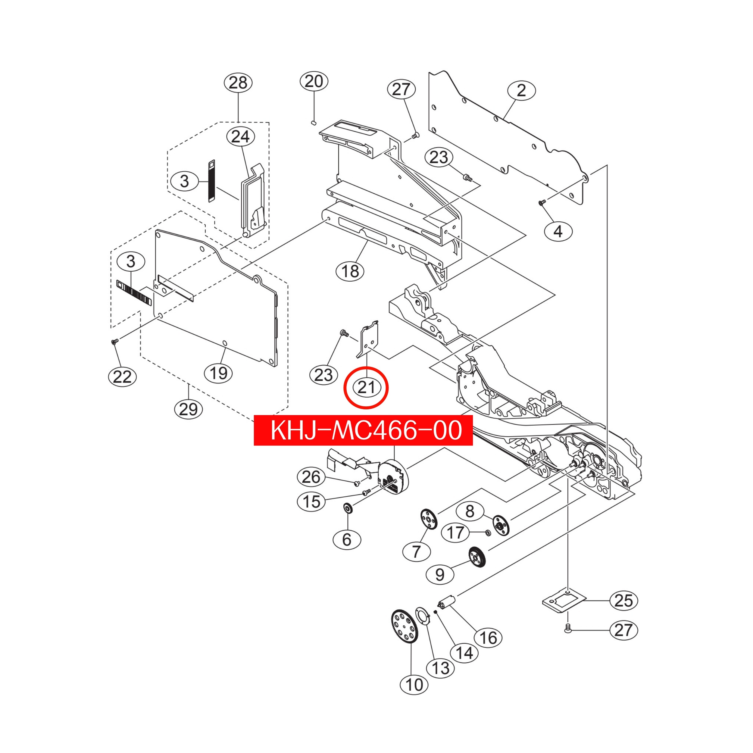 KHJ-MC466-00 Block P/O Tooth 1 For Yamaha SS/ZS 24mm SMT Feeder - Image 2