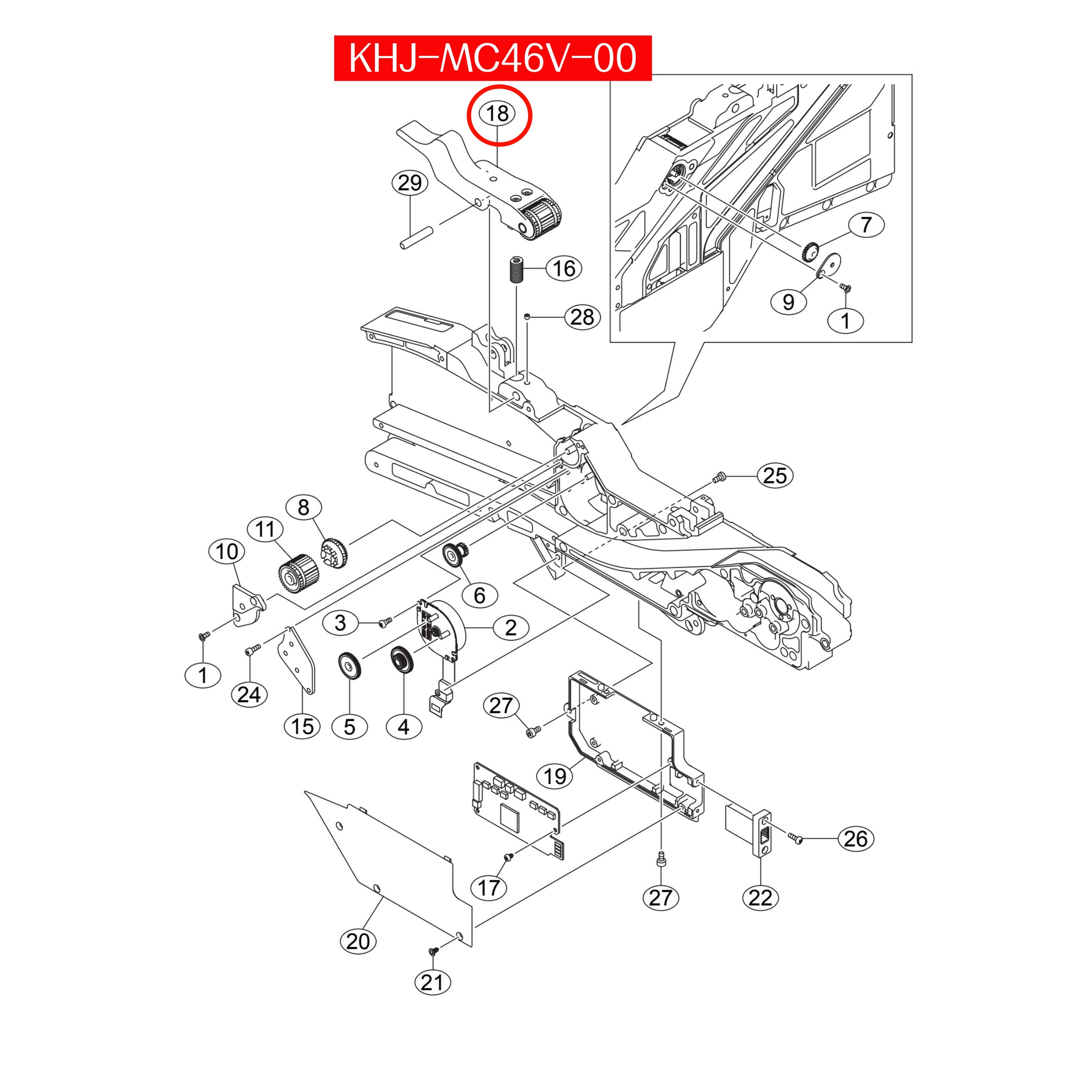KHJ-MC46V-00 P/O Lever Assy For Yamaha SS/ZS 24mm SMT Feeder - Image 2