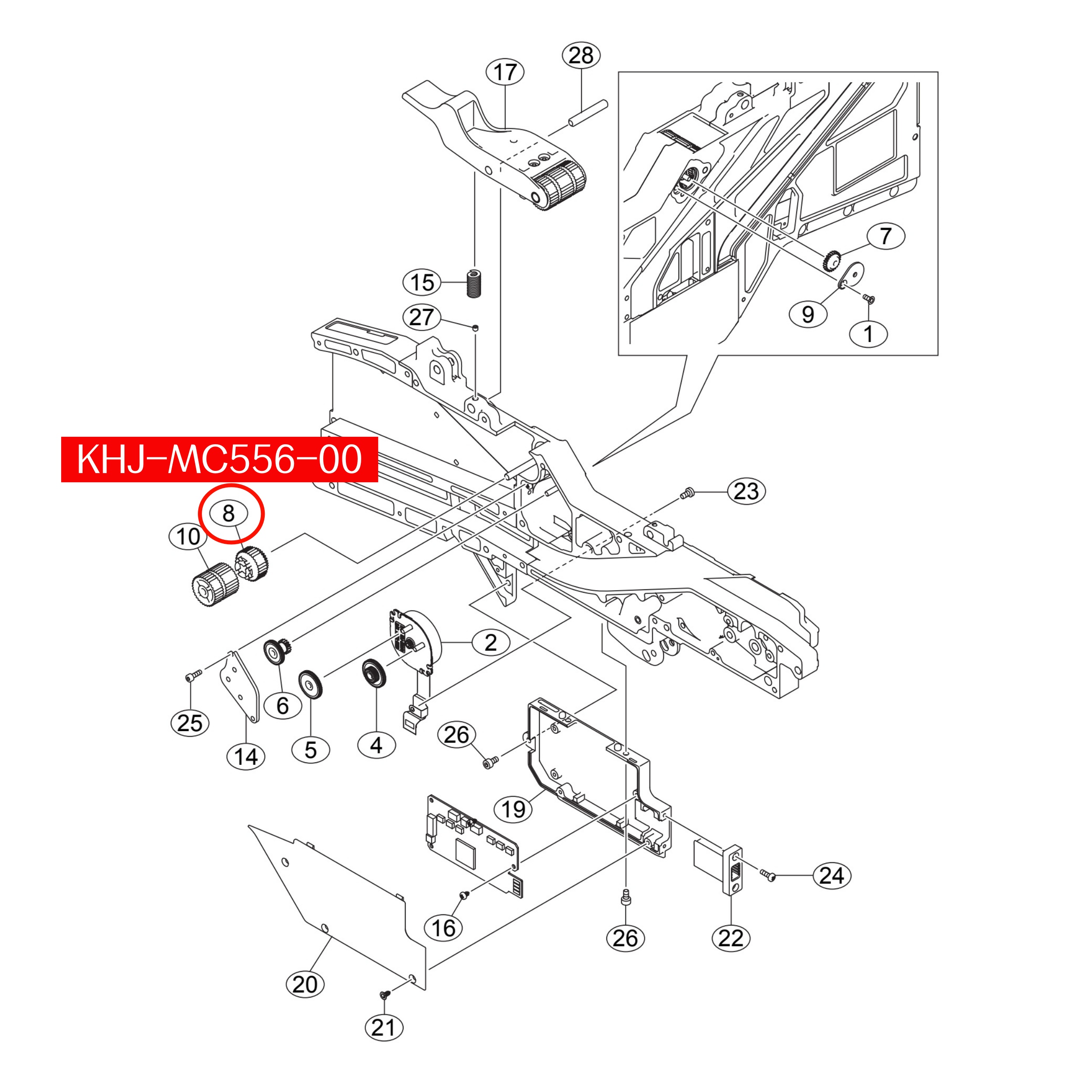 KHJ-MC556-00 Roller Peel Off 1 For Yamaha SS/ZS 32mm SMT Feeder - Image 2