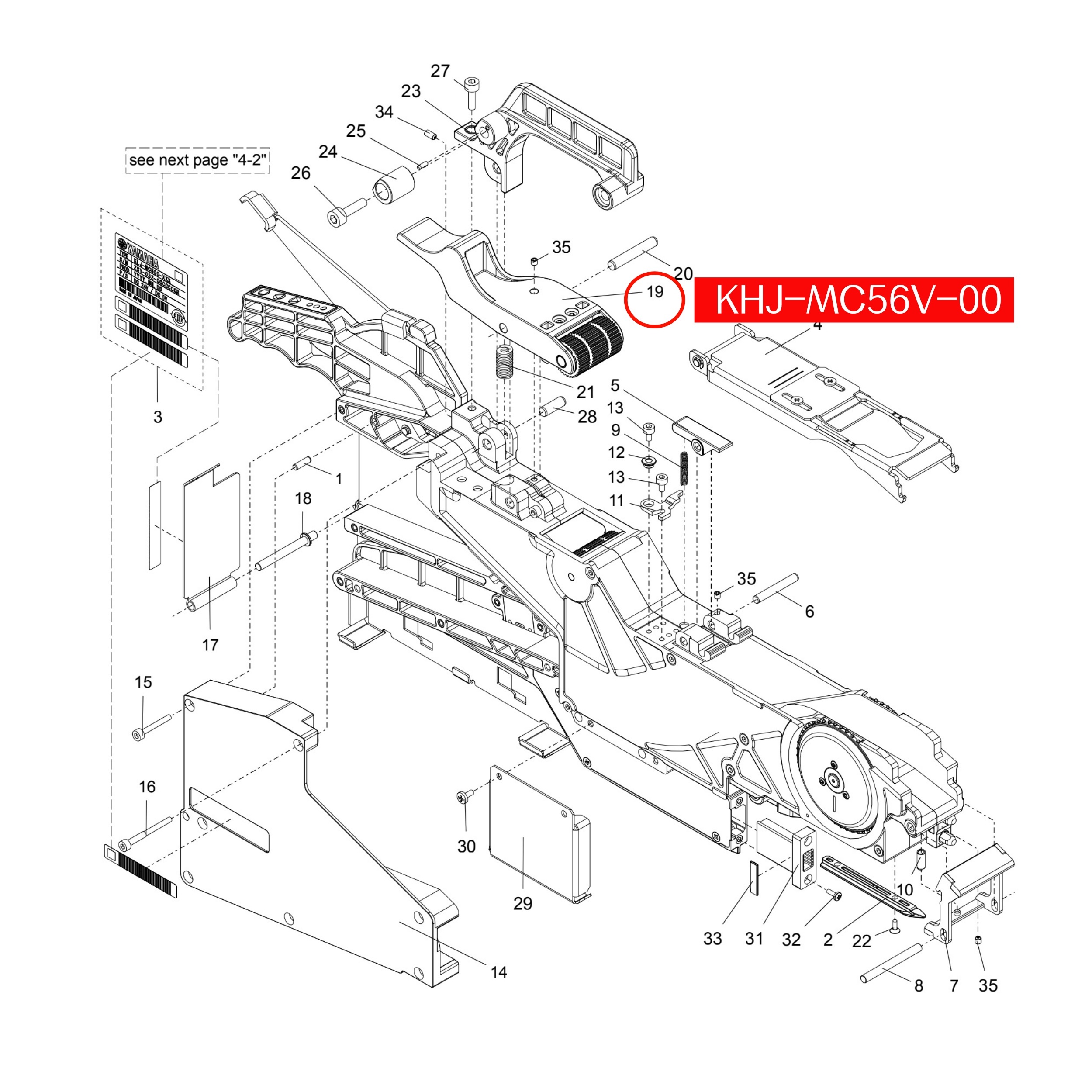 KHJ-MC56V-00 P/O Lever Assy For Yamaha SS/ZS 32mm SMT Feeder - Image 2