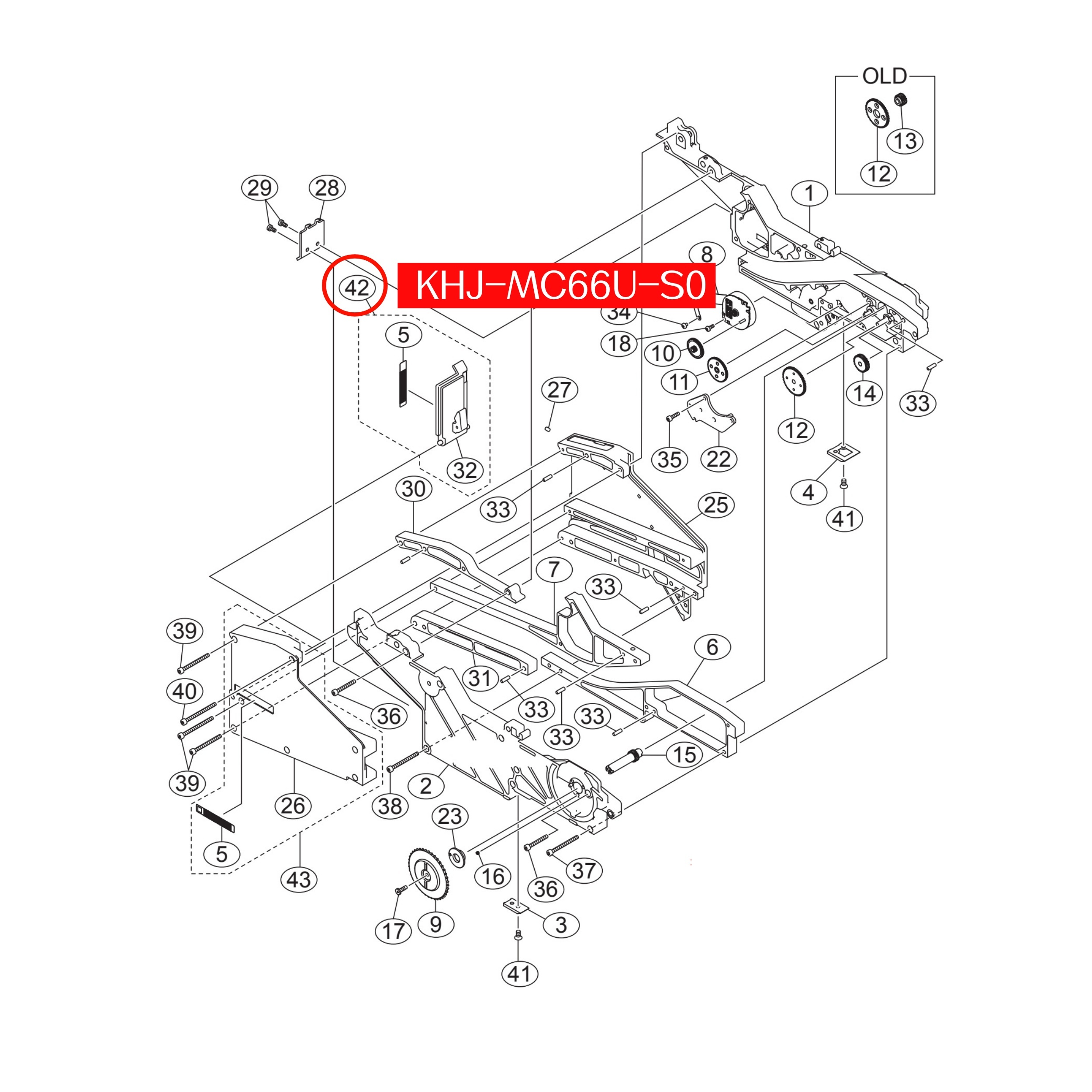 KHJ-MC66U-00 Tail Cover Assy For Yamaha SS 44mm SMT Feeder - Image 3