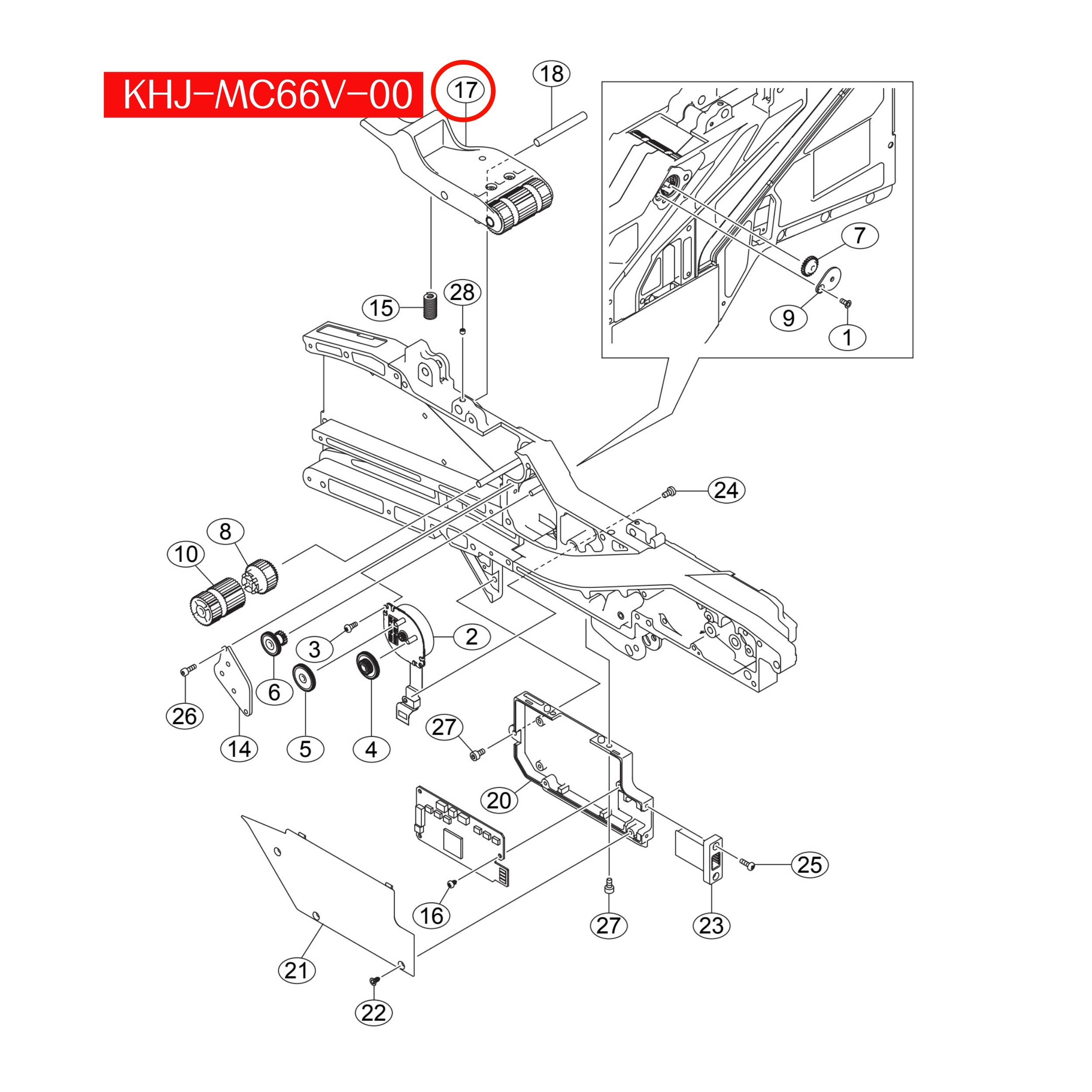 KHJ-MC66V-00 P/O Lever Assy For Yamaha SS/ZS 44mm SMT Feeder - Image 2