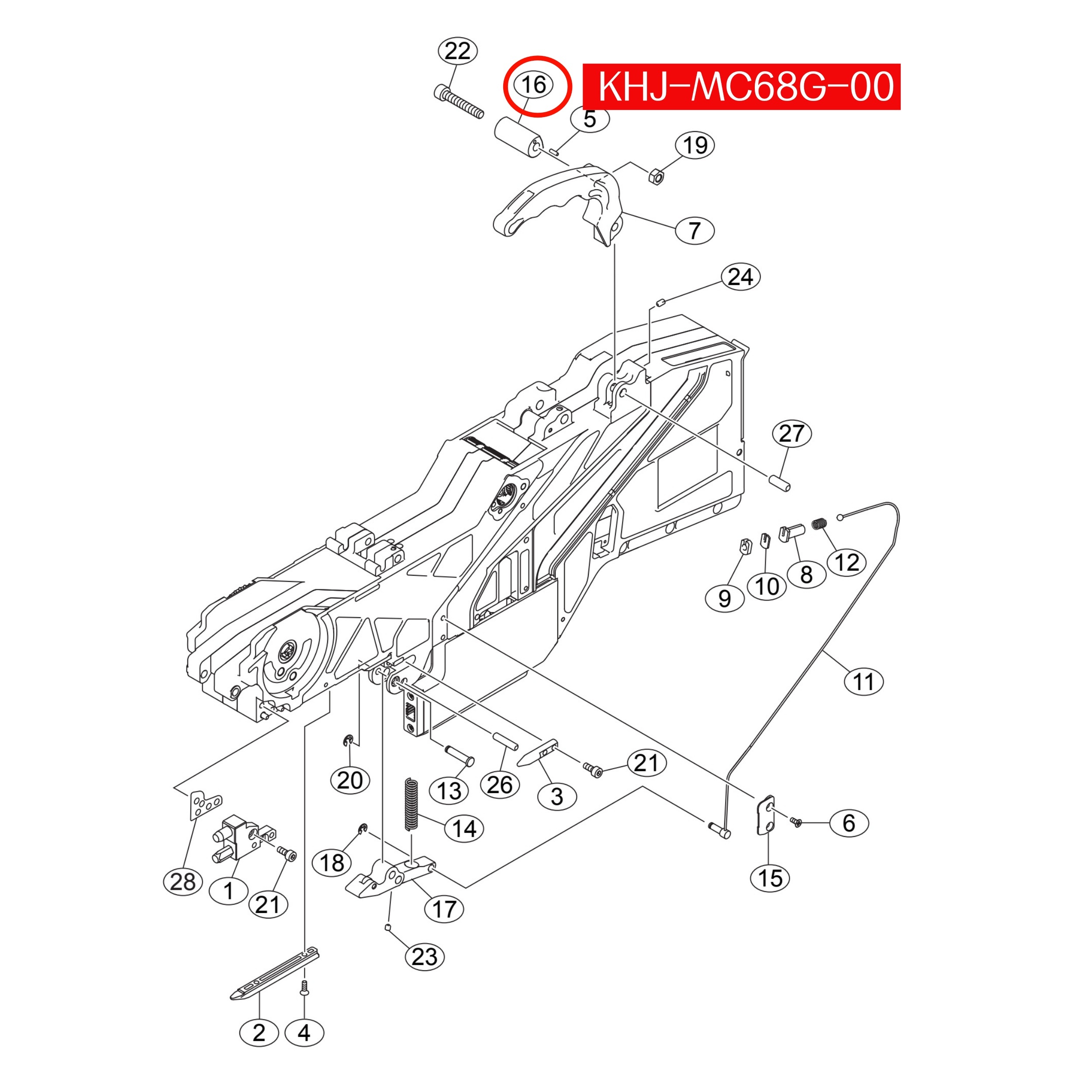 KHJ-MC68G-00 Shaft Handle Support For Yamaha SS/ZS 44mm SMT Feeder - Image 2