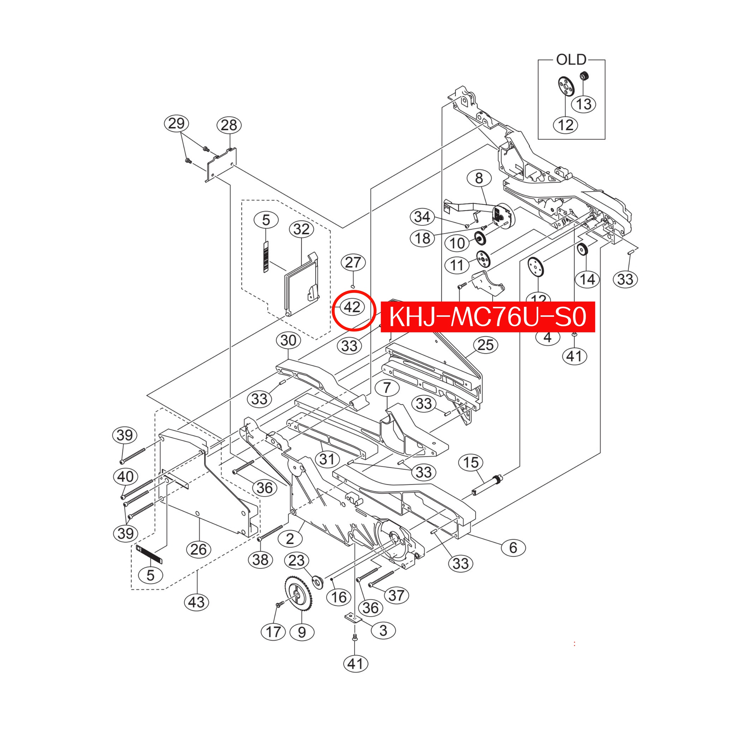 KHJ-MC76U-00 Tail Cover Assy For Yamaha SS 56mm SMT Feeder - Image 3
