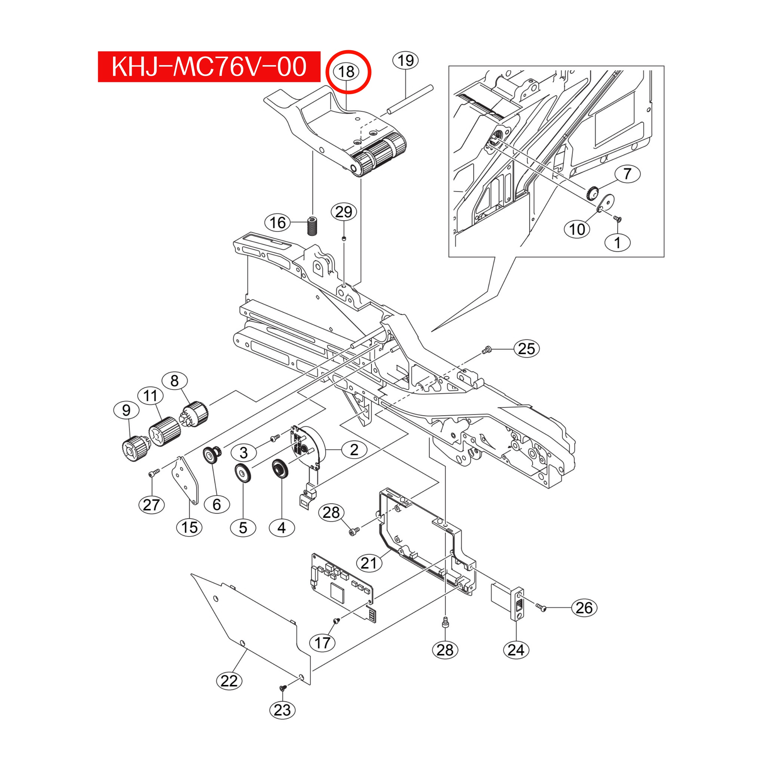 KHJ-MC76V-00 P/O Lever Assy For Yamaha SS/ZS 56mm SMT Feeder - Image 2