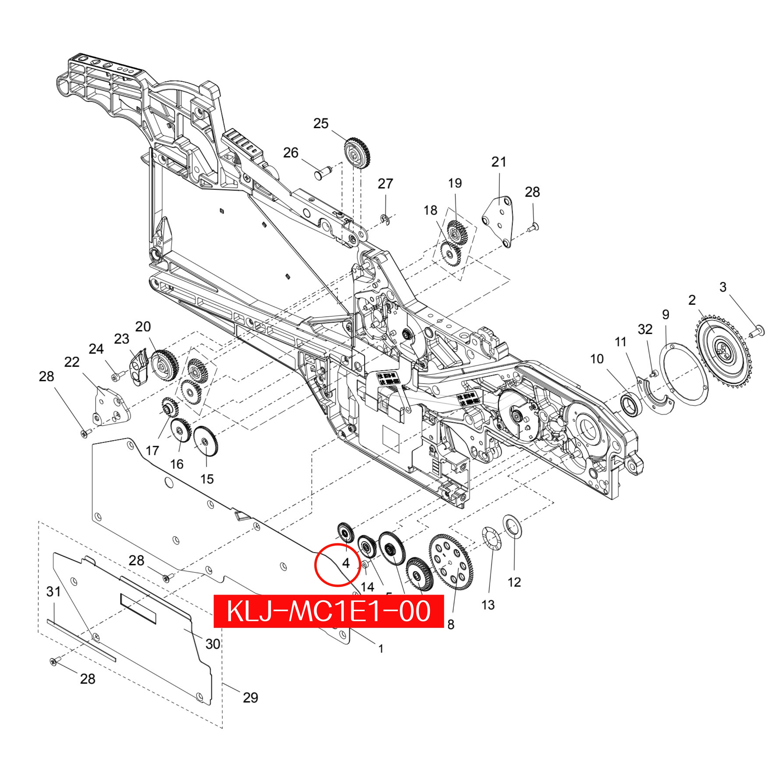 KLJ-MC1E1-00 Gear Idle F1 Assy For Yamaha ZS 8mm SMT Feeder - Image 2