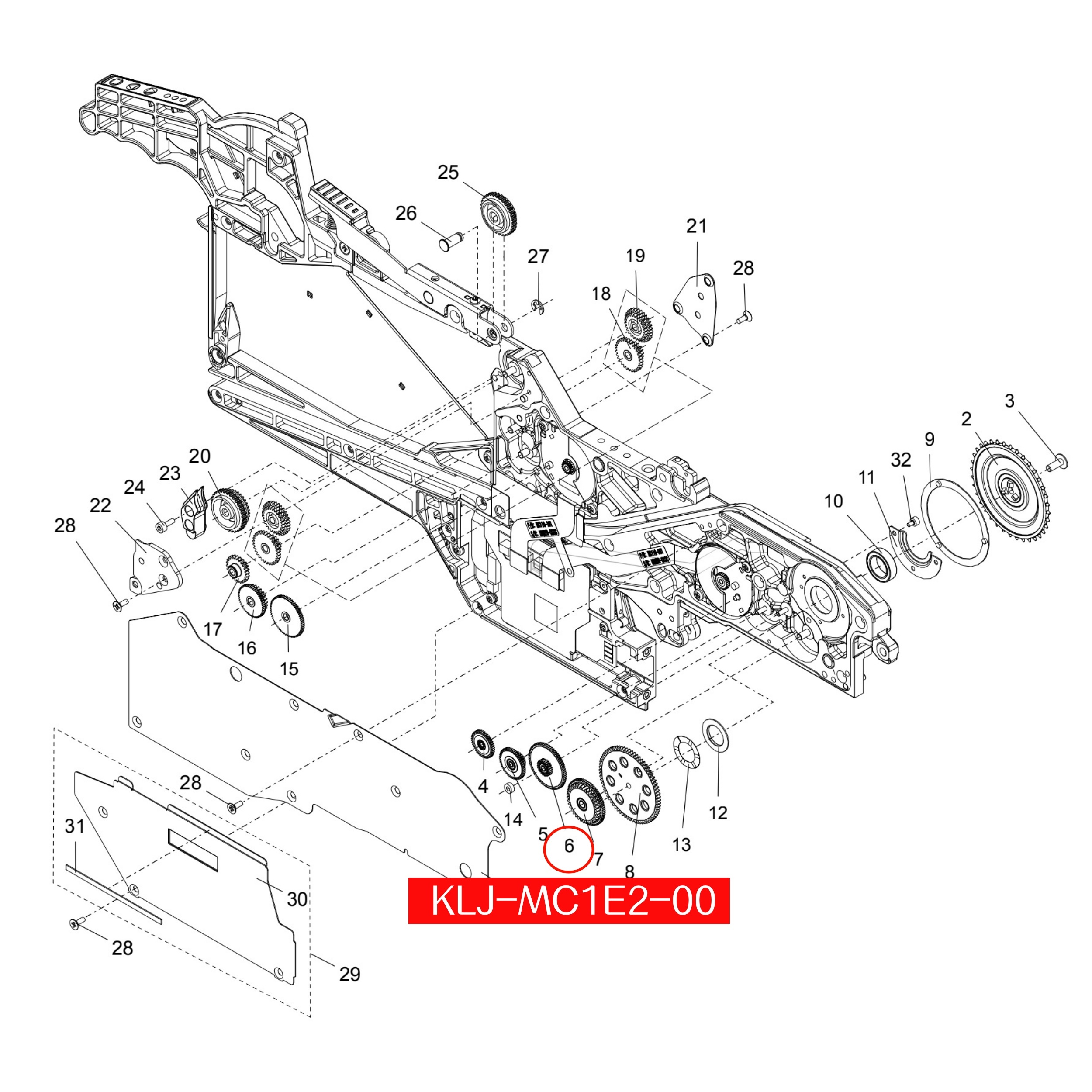 KLJ-MC1E2-00 Gear Idle F2 Assy For Yamaha ZS 8mm SMT Feeder - Image 2