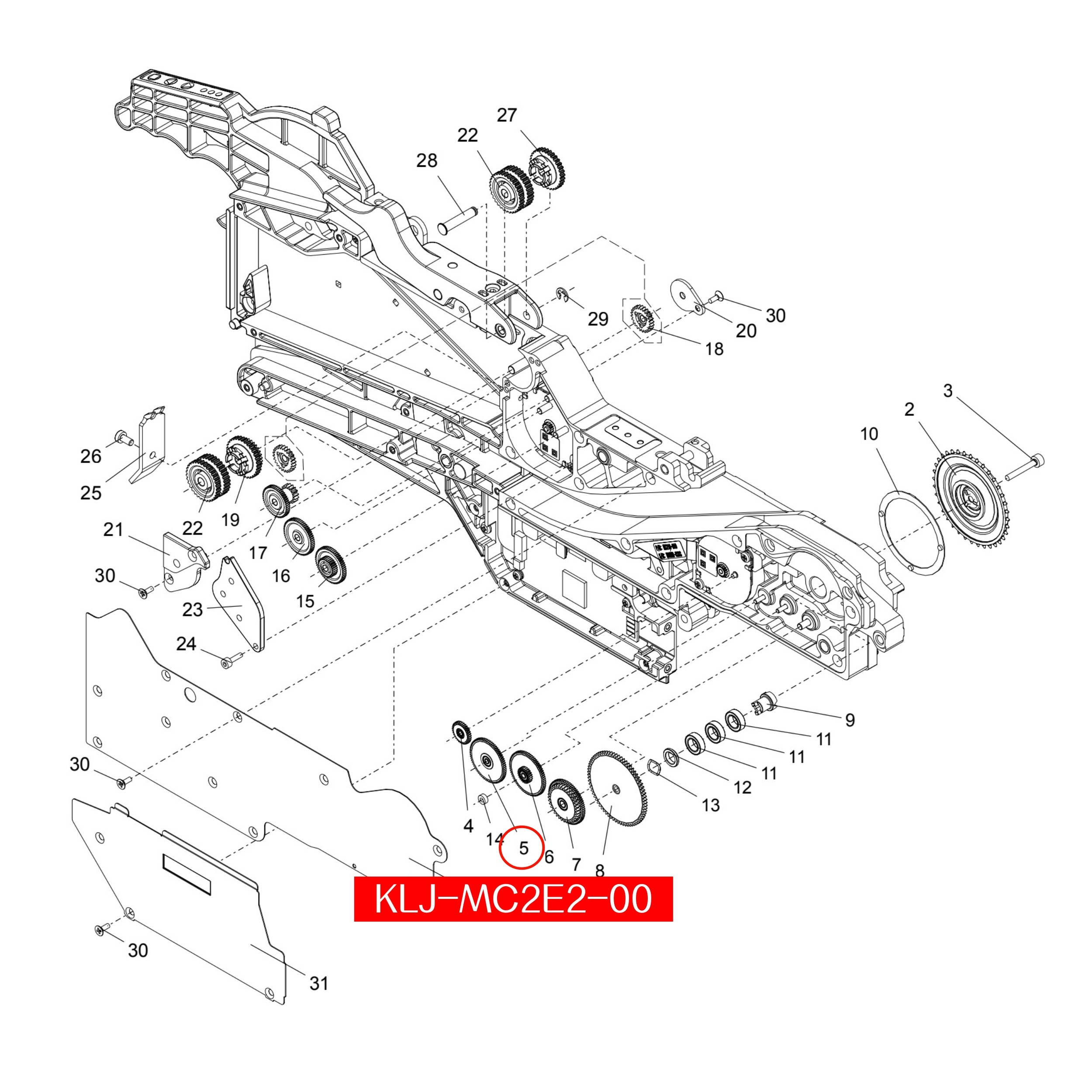 KLJ-MC2E2-00 Gear Idle F2 Assy For Yamaha ZS 12-24mm SMT Feeder - Image 2