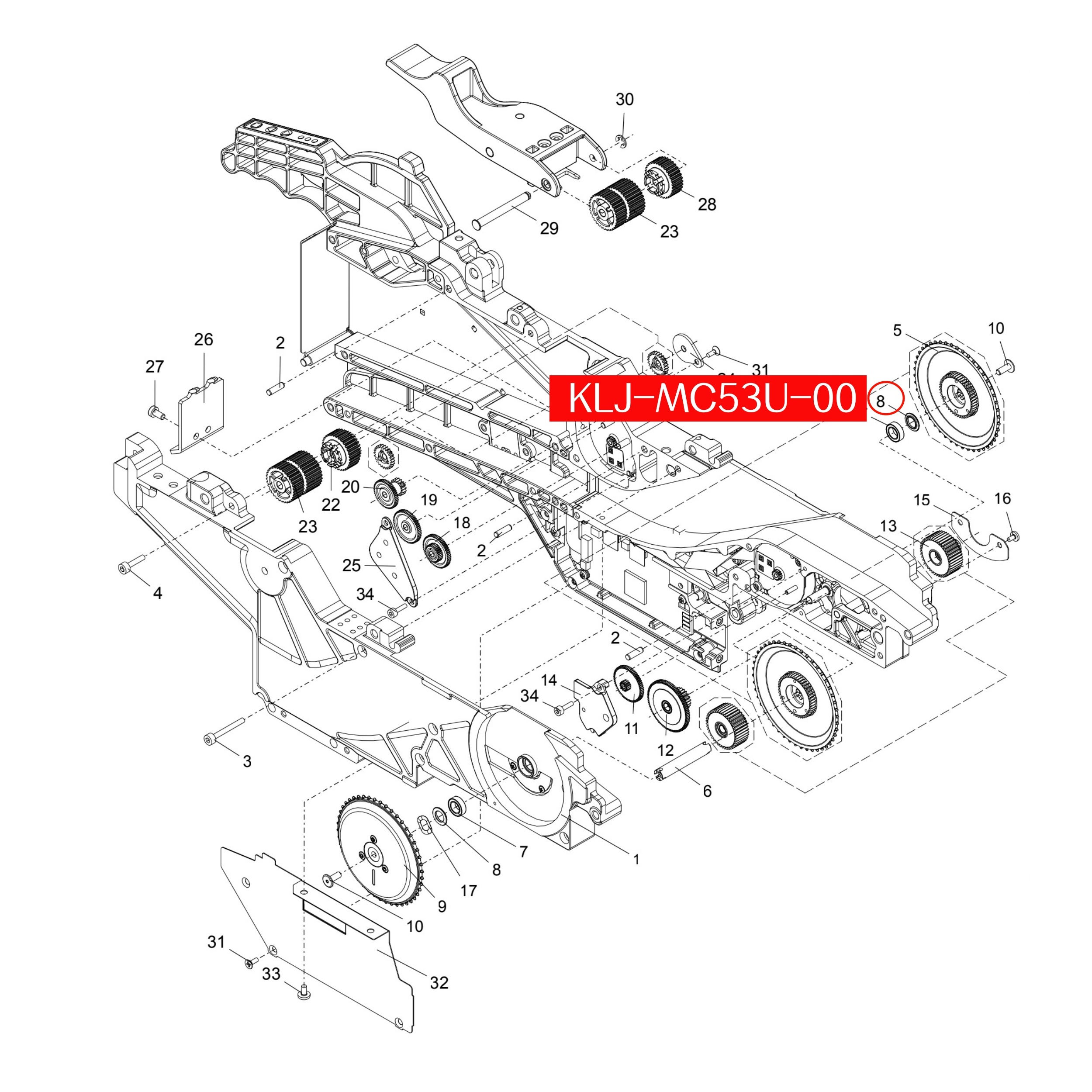 KLJ-MC53U-00 Collar Driven Gear For Yamaha ZS 32-88mm SMT Feeder - Image 2