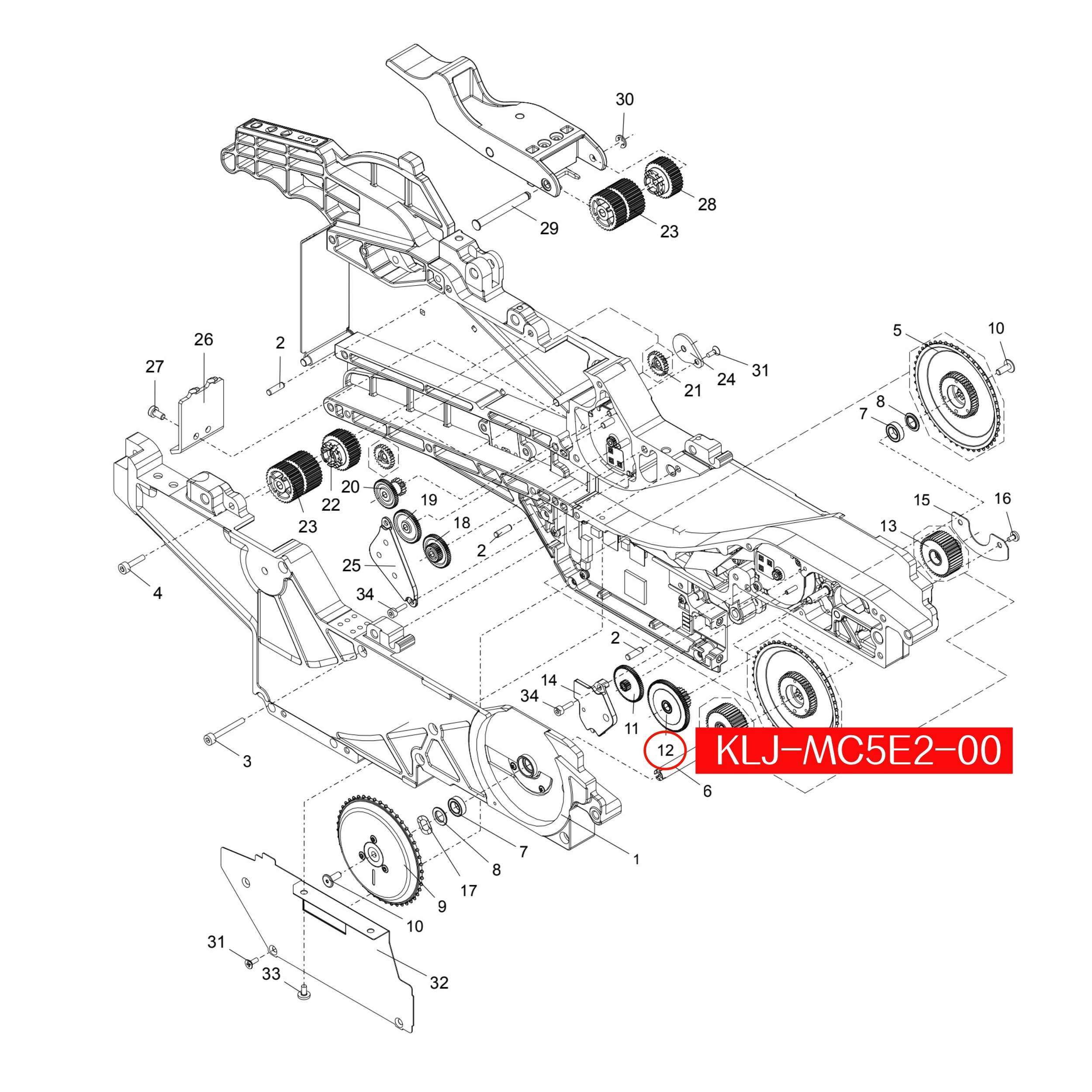 KLJ-MC5E2-00 Gear Idle F2 Assy For Yamaha ZS 32-88mm SMT Feeder - Image 2