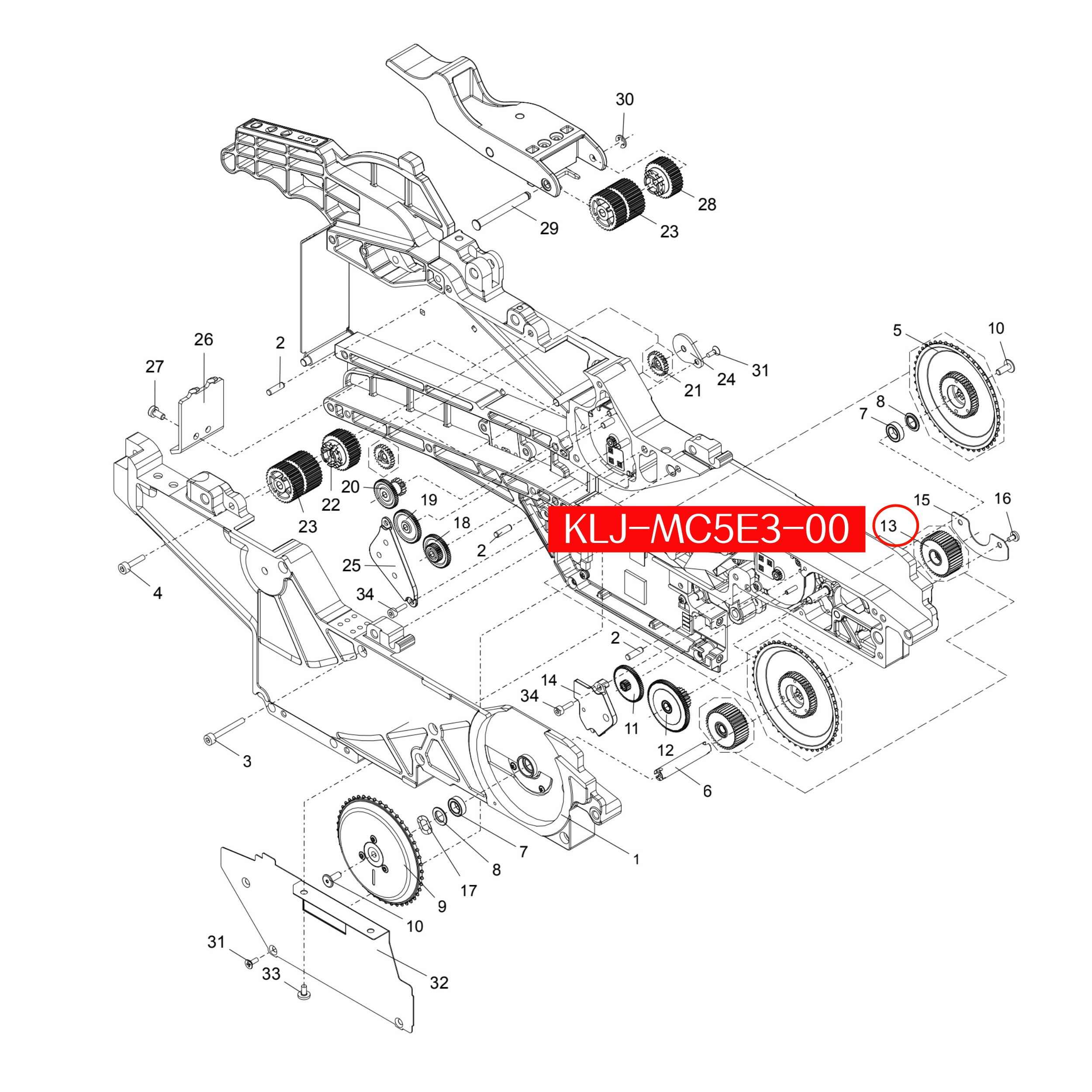 KLJ-MC5E3-00 Gear Idle F3 Assy For Yamaha ZS 32-88mm SMT Feeder - Image 2