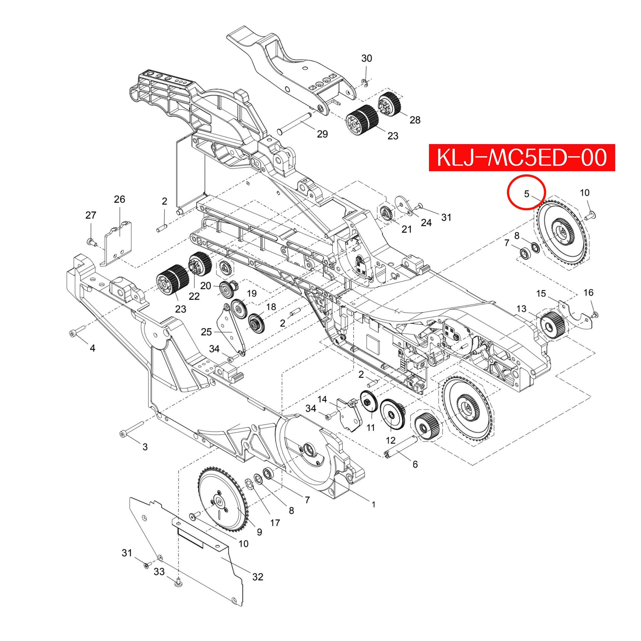 KLJ-MC5ED-00 Sprocket Assy L For Yamaha ZS 32-88mm SMT Feeder - Image 2