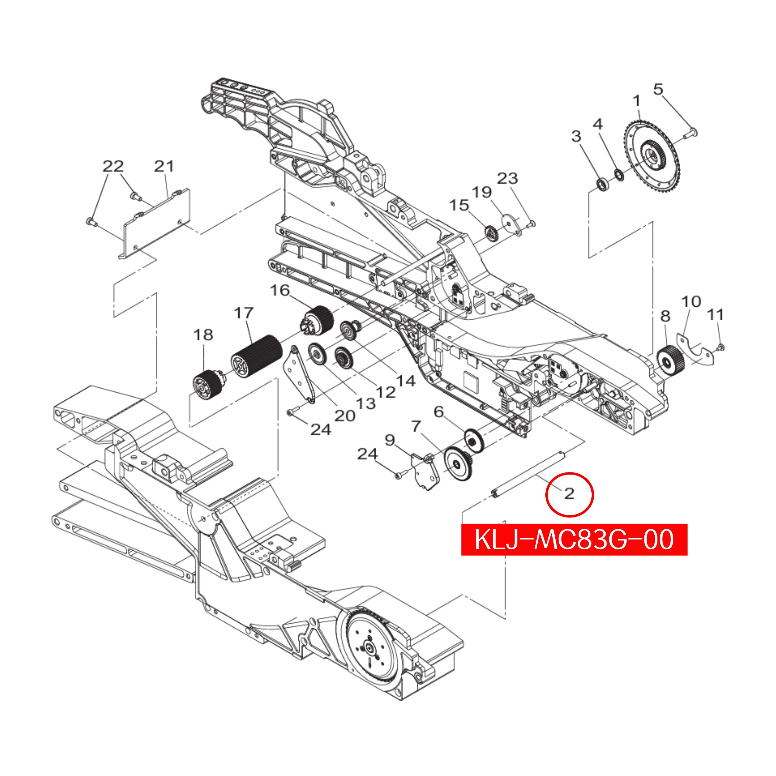 KLJ-MC83G-00 Shaft Gear Driven For Yamaha ZS 72mm SMT Feeder - Image 2