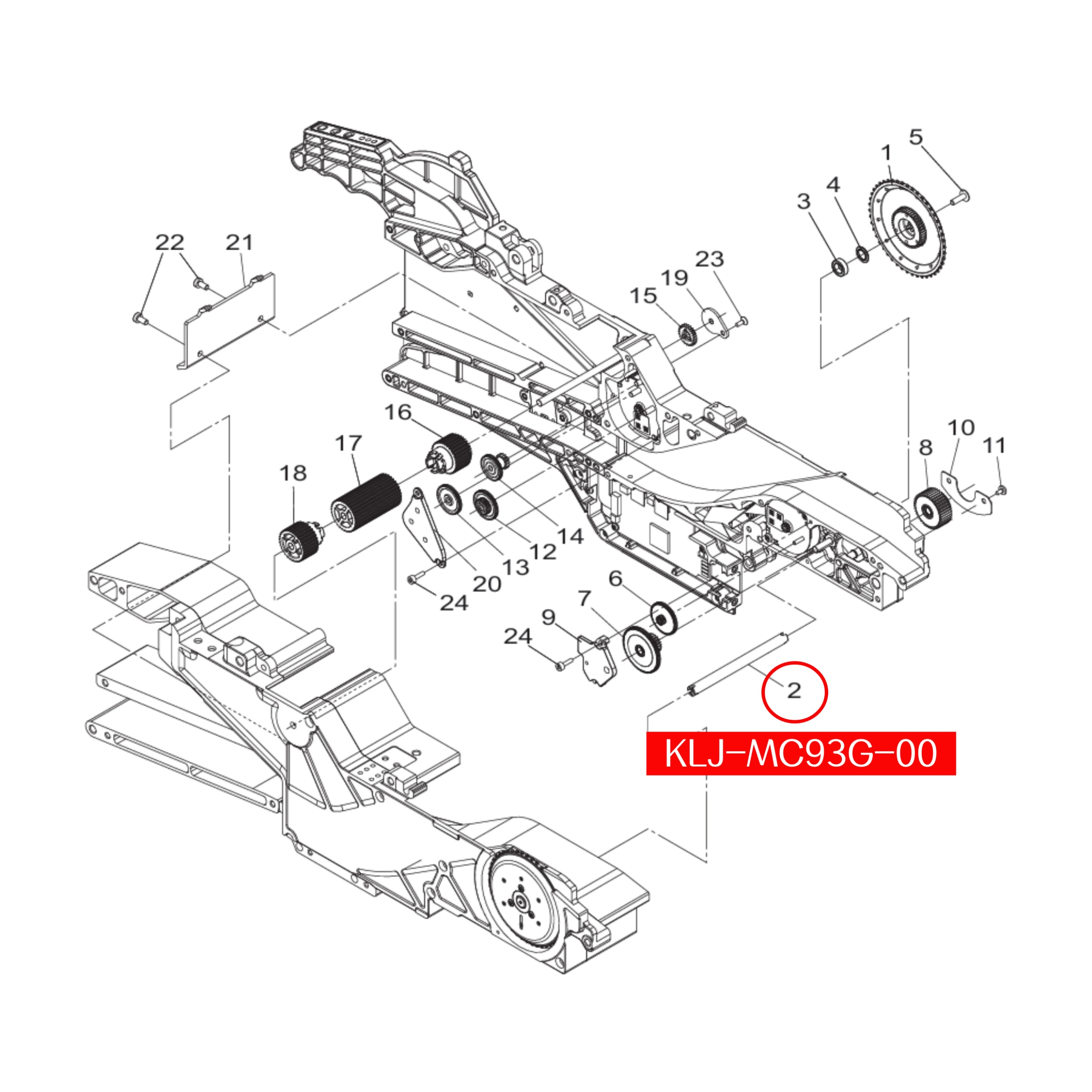 KLJ-MC93G-00 Shaft Gear Driven For Yamaha ZS 88mm SMT Feeder - Image 2