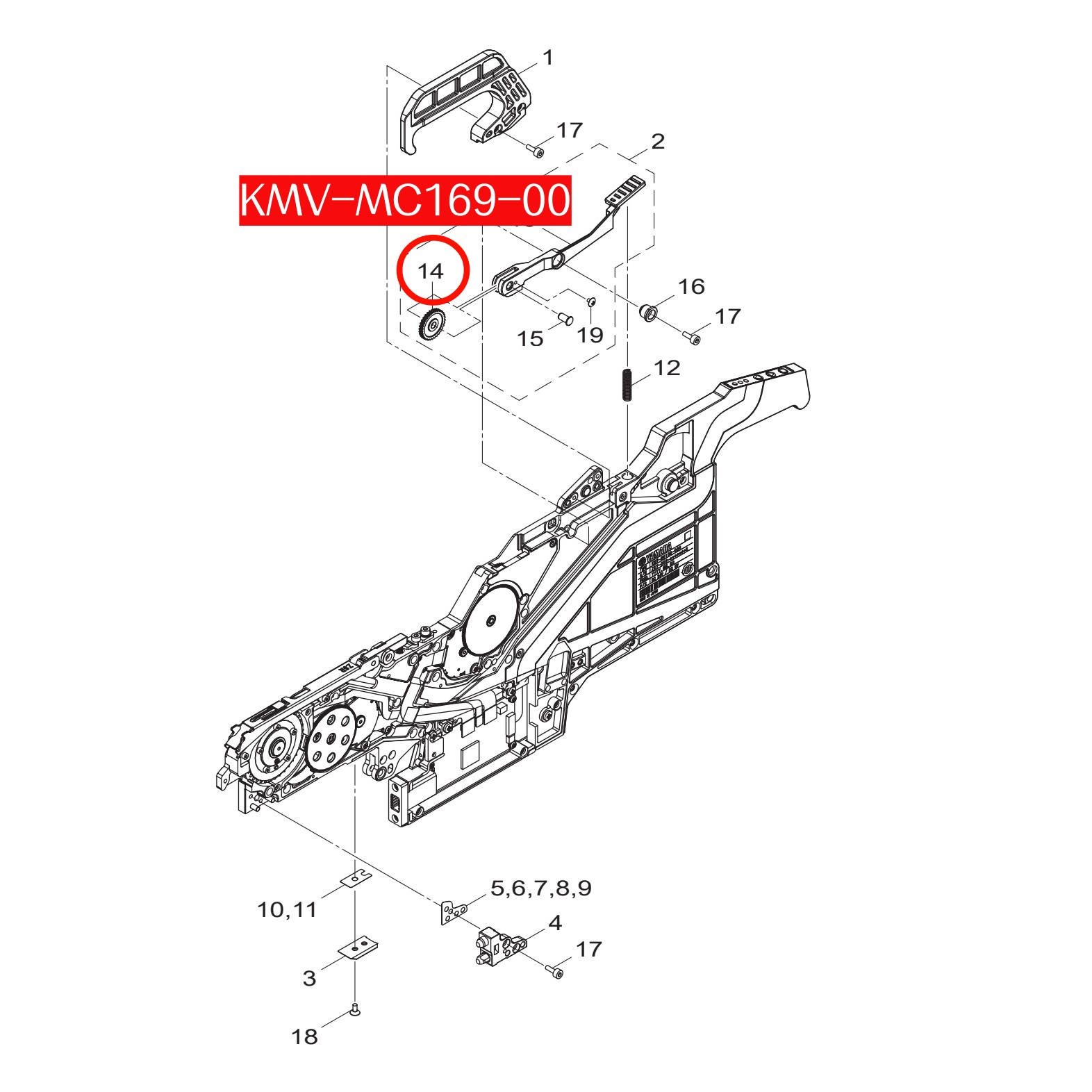 KMV-MC169-00 Roller P/O 2 For Yamaha ZSR 8mm SMT Feeder - Image 2