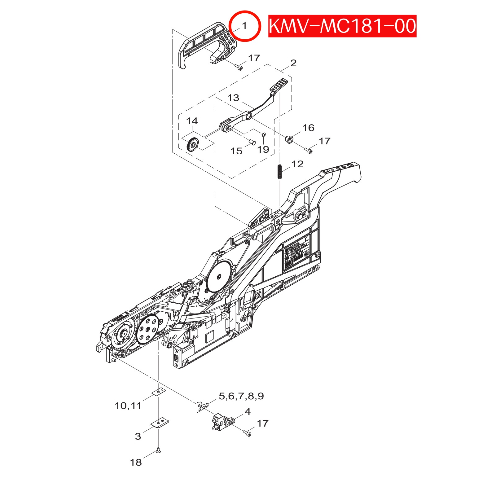 KMV-MC181-00 Handle For Yamaha ZSR 8mm SMT Feeder - Image 2