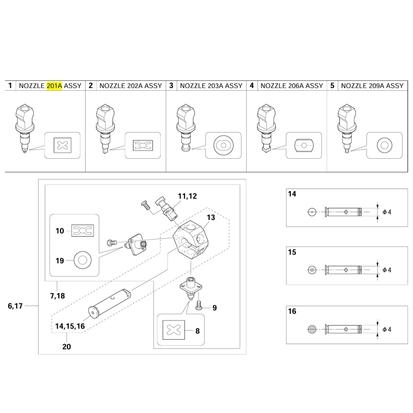 Nozzle 203A Assy for YG200 KGT-M7730-A0X - Image 2