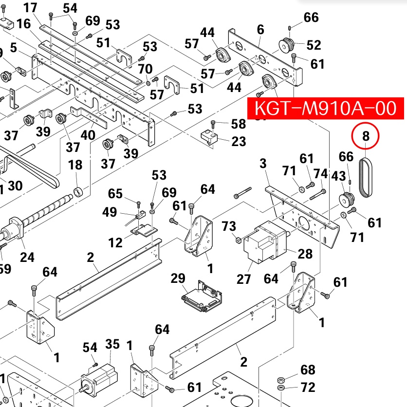 KGT-M910A-00X BELT (231-3GT-9) for Yamaha YG200 SMT Machine - Image 2