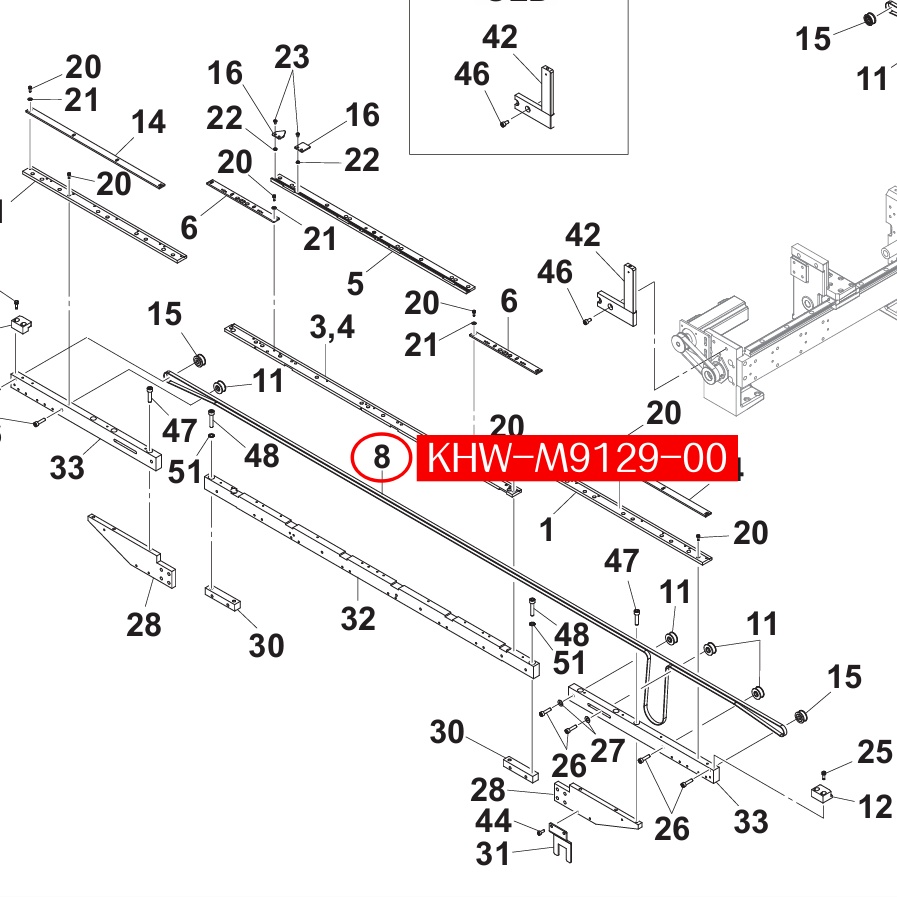 KHW-M9129-00 BELT 1, Conveyor(L=3560mm) for Yamaha YS100 SMT Machine - Image 2