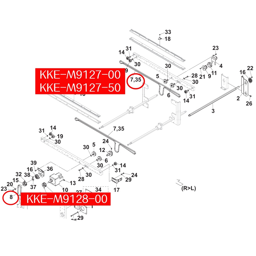 KKE-M9127-00 BELT 1, Conveyor(L=1400mm) for Yamaha YS24 SMT Machine - Image 2